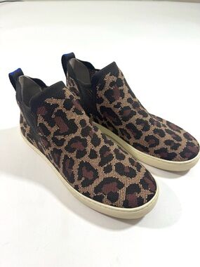 Rothys Chelsea Wildcat High Top Shoes Knit Leopard